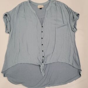 Universal Thread XXL Blue Tie Front Short Sleeve Shirt